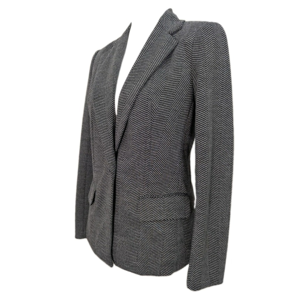 Magaschoni Gray And Black Herringbone Single Button Blazer Women's Size Small - Picture 2 of 7